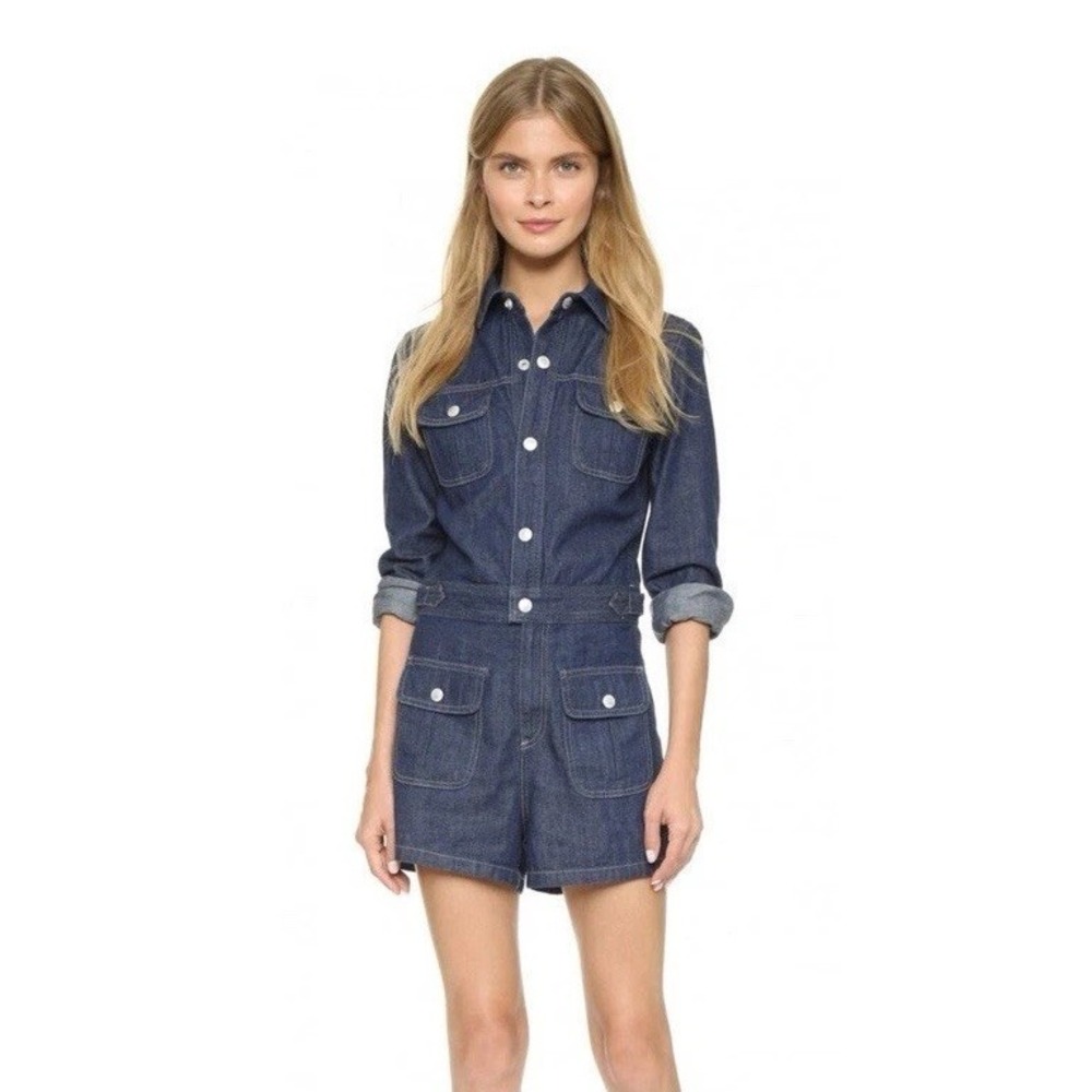 Alexa Chung x Ag Jeans Women's S The Loretta EXACT Enemy Blue Denim Romper